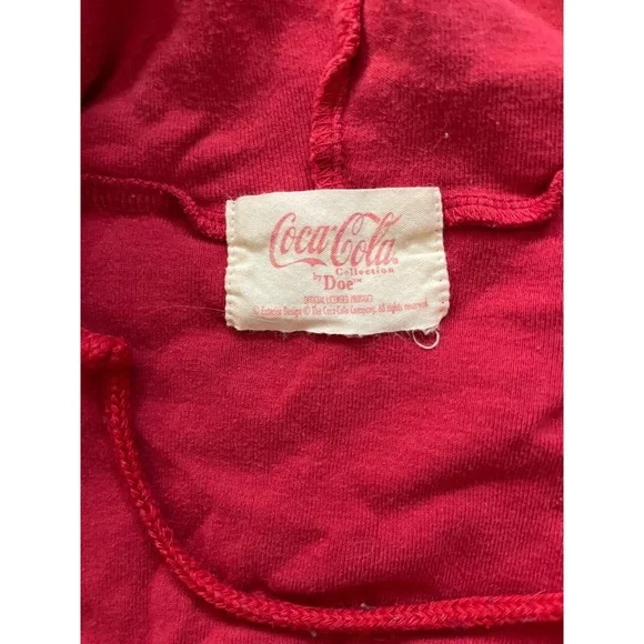 Coca-Cola Collection Doe Hoodie Size L Red Zip-Up Vintage Graphic Y2K Logo - Picture 3 of 4